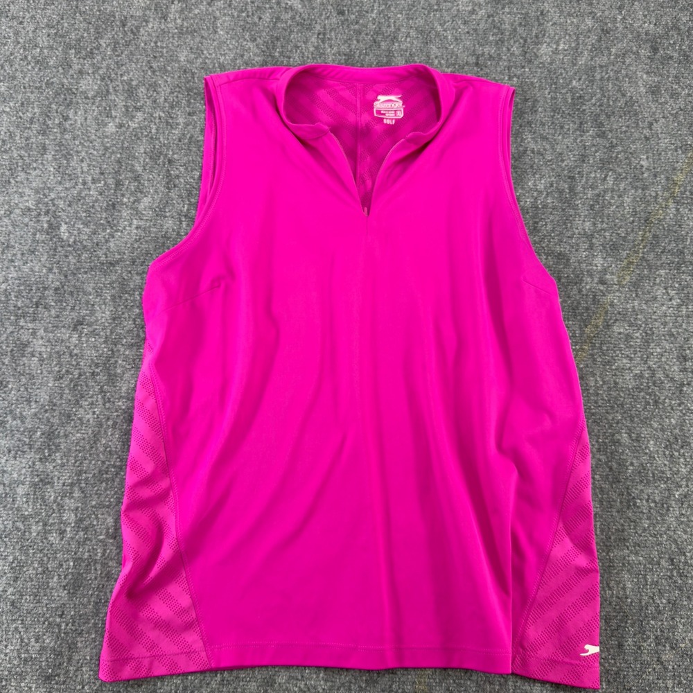Slazenger Golf Sleeveless Quarter Zip Performance Polo Top Pink Size XL